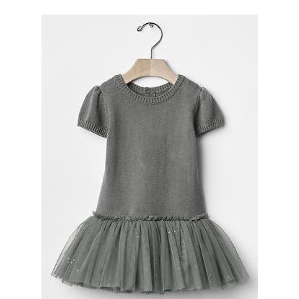 GAP Gray/Gold Tulle Ballerina Sweater Dress Skirt